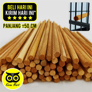 Kicau Mart Tangkringan Ulir Kayu Jati 50 Cm Pangkringan Sangkar Kandang Burung Lovebird Love Bird Kenari Kacer Cucak Kotak Kapsul Isi 1 Pcs Tkulir