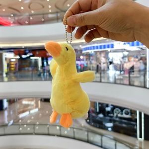 YUDESHUI Túi nhồi bông Thú nhồi bông hình con vịt thổi hơi Màu vàng và trắng Kích thước nhỏ Đồ chơi máy gắp thú Dễ thương Móc khóa Móc khóa túi lông thú