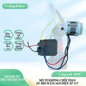 Động cơ không chổi than DC Brushless 3820 điện áp 21V 14 răng công suất cao sử dụng cho máy cưa xích cầm tay dùng pin