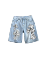 Jorts Wide Leg Denim Shorts For Men High Waist Vintage Y2k Bermuda With Cross Print Casual. 