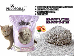 10 Liter PASIR KUCING GUMPAL WANGI PEACH 55 LITER merk Purrsona