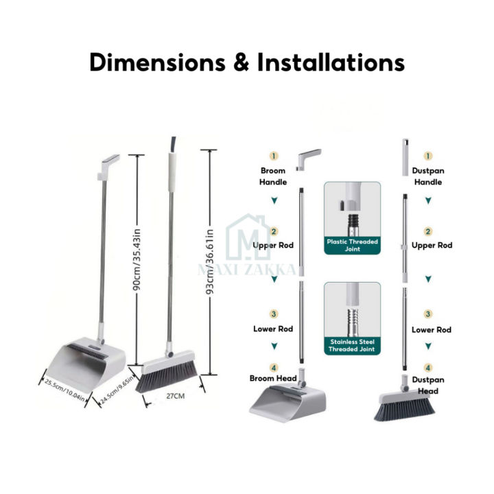🇸🇬 Ready Stock Multi-Function Foldable Cleaning Set Broom Dustpan Floor ...
