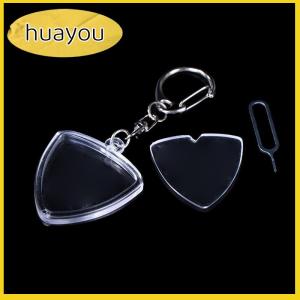 huayou Guitarist lưu trữ guitar chọn hộp bộ sưu tập rõ ràng chủ Keyring Túi hình trái tim chọn kích thước trường hợp phụ kiện âm nhạc