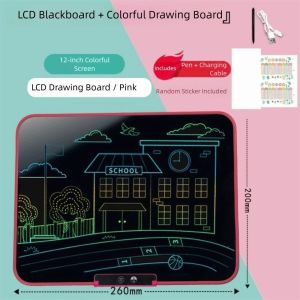 NOONOR 12/16inch with Paintbrush LCD Writing Tablet Charging Cable Erasable Educational Toys for Kid Funny Blackboard Graffiti Childrens Drawing Board 1+ Year Old