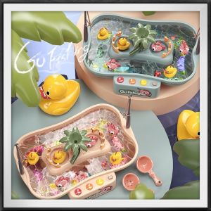 GT Fishing Toys Set Mainan Mancing Electric Rotating Fish and Duckling Pond Playing Toys with Music