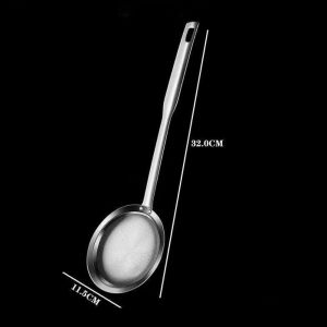 LBU2221 Fine Mesh Oil Strainer Thickened Anti-scalding Slotted Spoon Stainless Steel Skimmer Spoon for Remove Floating Oil Foam