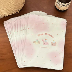 BETTERFORM 20/50Pcs Cartoon Animal Biscuits Candy Bags Plastic Self Adhesive Cookies Baking Packaging Bag Cute Bear Kpop Card Bag Valentines Day Party Decor
