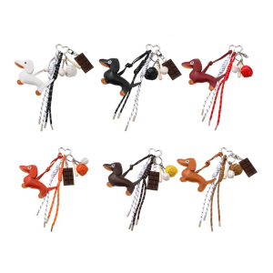 Fashionable Retro Sausage Dog Keyring Fashionable Sturdy PU Jewelry Accessory for Collectors and Trendsetters Use