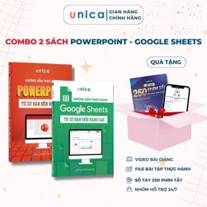 Combo 2 Sách PowerPoint - Google Sheets Thành Thạo Tin Học Văn Phòng Unica Kèm Khoá Học Video