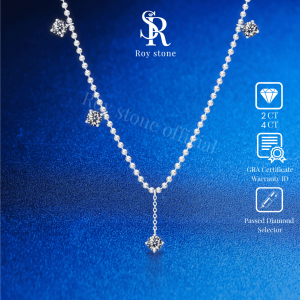 RoyStone - Kalung Wanita Moissanite Sertifikat GRA Original Lapis Emas - Valencia Tennis Necklace