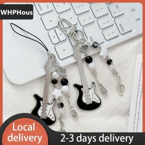 [COD] WHPHous Ship within 24 hours Cute Guitar Microphone Bead Mobile Phone Chain Charm Sweet Keychain Backpack Musical Note Pendant Bag Hanging Ornament Girl Gift