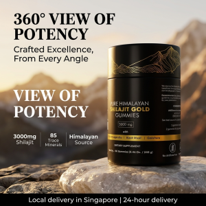 Pure Himalayan Shilajit Gold Gummies with KSM-66 Ashwagandha Black Muesli and Ginger (3000mg shilajit) | Dietary Supplement 60Gummy/180g