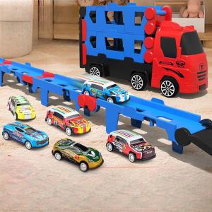 Deformation Truck Toy Set Transport Vehicle Foldable Sliding Transport Toy Gifts Mainan Trak Lipat