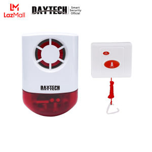 DAYTECH ผู้สูงอายุ Doorbell กลางแจ้งลำโพงปลุกเสียงไซเรนตำรวจเสียงหลายเสียงสลับผู้สูงอายุ SOS สัญญาณเตือนฉุกเฉินพร้อมปุ่มโทรฉุกเฉิน JH003