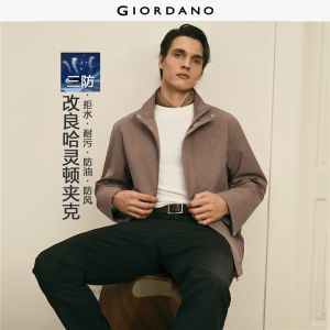 GIORDANO Men Fall Winter G+ Embroidery Stand Collar Outerwear 01076673