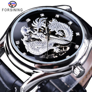 Original Forsining Diamond Display Dragon Black Gold Luminous Hand Transparent Mens Watch Top Brand Luxury Waterproof Mechanical Watch. Mens gifts
