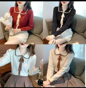 Blouse Wanita Sailor Knit Lengan Panjang - Baju Atasan Wanita Sailor Korean Style