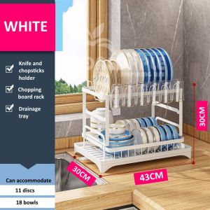 ONEAPPLE.MY Auto Drain Double Rak Pinggan Cawan Kitchen Storage Rack with Tray Kitchen Dish Drainer Snap - On - Design