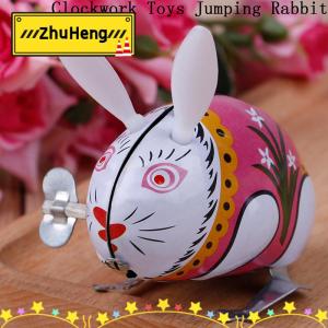 zhuheng 1 món đồ chơi lên dây cót bằng thiếc dễ thương đồ chơi nhảy thỏ cổ điển