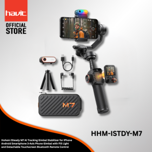 Hohem iSteady M7 AI Tracking Gimbal Stabilizer for iPhone Android Smartphone 3-Axis Phone Gimbal with Fill Light and Detachable Touchscreen Bluetooth Remote Control