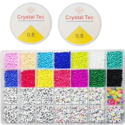 JLIFE 5000pcs colorful beads set for bracelet making color letter beads set kit with tools diy bracelet kit set beads accessories kit set with lock and 2 lines