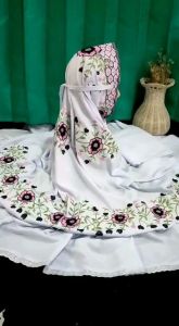 (COD) Mukena Dewasa Model Potongan/Setelan (Atas Bawah) Bahan Polino Motif Bordir Bunga Raflesia