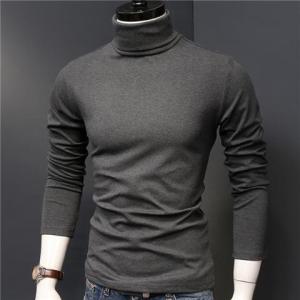 Mens T-shirt Long Sleeves Autumn and Winter Fashion Trend Loose Casual High Neck Top Oversize Baseshirt