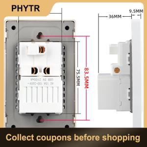 【PHYTR】 5V 2.1A USB Type-c Charger Thailand Standard 118mm Household Panel Thai Universal Wall Switch Power Switch Socket Series