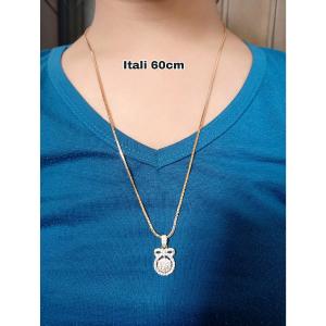 Kalung Hijab Rantai Itali Liontin Asmara Bulat Pita Full Mata Aksesoris