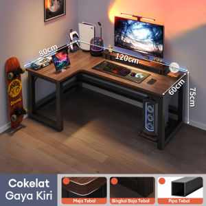 BMZAR Meja Gaming Meja L Meja Komputer Minimalis Modern Meja Belajar Hitam Meja kantor Meja Laptop