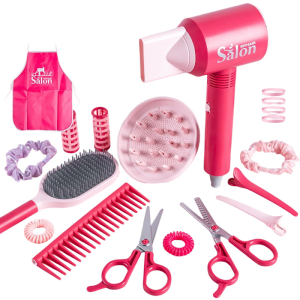 36Pieces Girl Beauty Salon Playset with Hair Dryer/Hair Curler Hairdressing Tool for Festival Gatherings and Birthdays