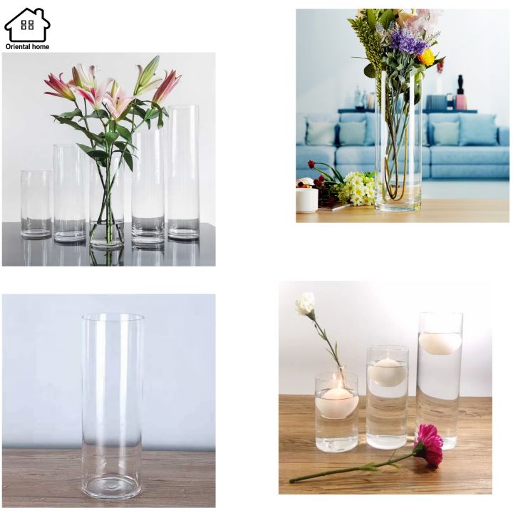 Cylinder Clear Glass Flower Vase Perfect As a Wedding Centerpiece For ...