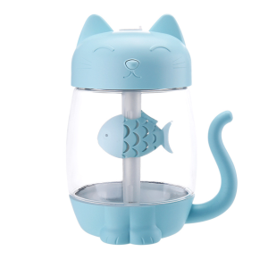 Deqian Cat Air Humidifier with Night Lamp&Mini Fan 350ml 3-in-1 Mulfunctional Air Diffuser for Baby Home Bedroom