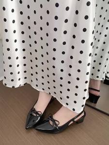 [Free Shipping] New pointed-toe high-heeled sandals for women versatile chunky-heeled sandals with open back and shallow cut fashionable for outdoor wear