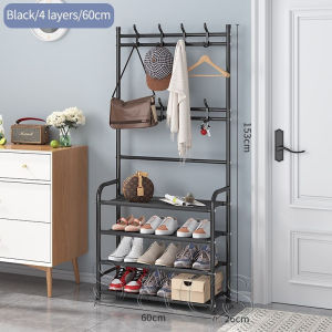 TUSSAH Multifunctional Shoe Rack Simple Floor Coat Rack Shoe Hat Rack black/white  Multifunctional Shoe Rac