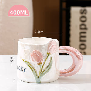 Cốc Sứ Hoa Tulip Tráng Men Cao Cấp Kèm Hộp Quà Tặng Cốc Văn Phòng Ly Uống Nước Trà Sữa Cà Phê