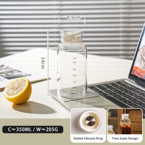 Vision 350ml/450ml/750ml Coffee Cold Brew Water Bottle Cup Glass Water Bottle With Straw Cold Brew Bottle With Time Scale Large Capacity Straw Cup