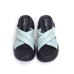 Sara Sara NAGITA • Sandal Wedges Stylish Motif Ban Dua Strap Silang Fashion Kasual Wanita Kekinian Sandal Slop Santai Rumahan Motif Trendy Terbaru Masa Kini MALL Flash Sale COD