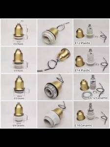 Brass Material E27 E14 Ceramic Lamp Holder With Wire Light Socket 100% Copper Cup Engineering Pendant Wall Lamp Accessories For Home Lighting
