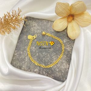 Noinacc Gelang Tangan Wanita Rantai Nori Warna 24 Karat Lapis Emas