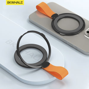 BKWHALE Metal Magnetic Pivot  Bracket Phone Double ring Grip Holder 360° Rotate Adjustable Stand