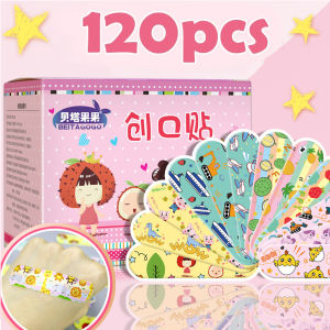 120pcs Cute Cartoon Medical Patch Waterproof Wound Adhesive Bandages Dustproof Breathable First Band Aid Adhesive for Kids