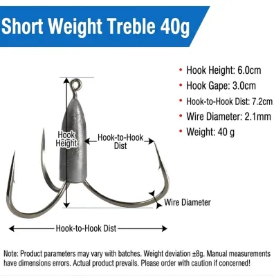 Heavy-Duty Lead-Weighted Barbed Treble Hook Razor Sharp Anchor Jig Head Hook Professional Fishing Snagging Hook for Large Fish
