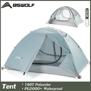 BSWolf Camping Tent Travel Backpacking 1-2 Person Tent Aluminum Pole Lightweight Hiking Tent Double Layer Waterproof Portable For Fishing