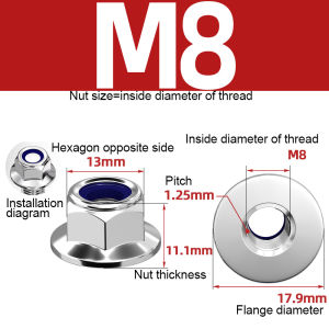 M3 M4 M5 M6 M8 M10 M12 Nylon Flange Nut 304 Stainless Steel Skru Electronics Automotive