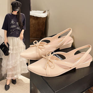 Free Shipping New Pointed-Toe Bow-Knot High-End Summer WomenS Slip-On Wedge Heel Fashion Versatile Sandals And Flats