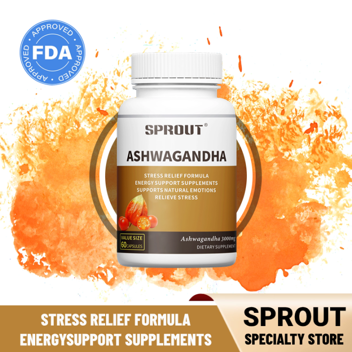 Ashwagandha 3000 Mg, Mood Enhancer, Relieves Stress, Focus, Regulates