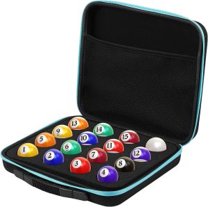 Pool Ball Case Billiard Balls Storage Padded Billiard Carrying Bag Travel Storage with Carry Handle Billiards Ball Case Holder for One Set of 16 Billiards Balls 2-1/4 and Accessories
