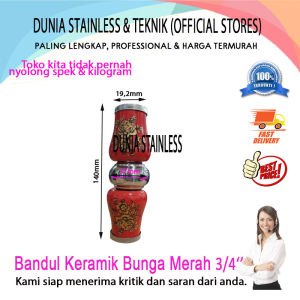 Bandul Keramik Bunga Merah 3/4in aksesoris stainless steel