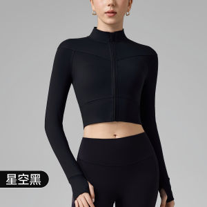 2026 Hot Sale [ Shipped from China ]2026 New womens yoga jacket short fitness wear long-sleeved slim-fitting with thumb holes zipper running sportswear B3
